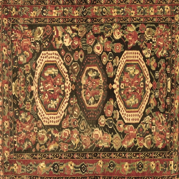 Ahgly Company Indoor Square Medallion Brown Traditional Area Rugs, 6' Square