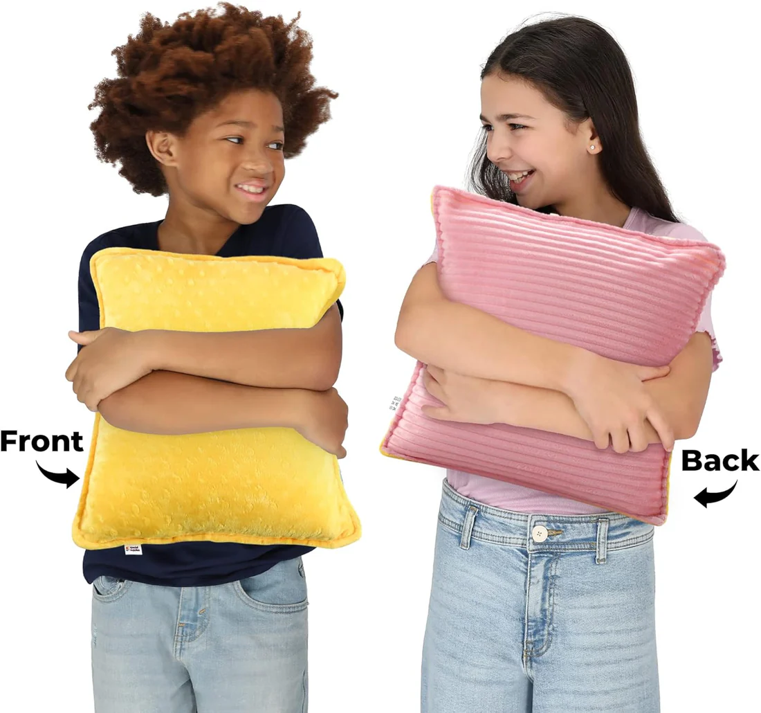 Special Supplies Sensory Vibrating Pillow - Pressure Activated Calm with 3 Modes, Voice Recording & Music - Textured Stimulation Bumps for Kids & Adults (Pink and Yellow)