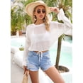 thumbnail image 4 of BeautyIn Knitted Bikini Beach Sunblock Shirt Draw Rope Short Plus Size Smock Woman, 4 of 6