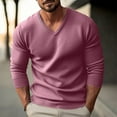 thumbnail image 2 of Men V Neck Dress Sweater Knit Long Sleeve Casual Slim Fit Pullover Sweater Light pink XL, 2 of 4