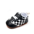 thumbnail image 5 of Baby Boys Girls Shoes Checkerboard Plaid PU Leather Infant Sneakers Non Slip Rubber Sole Newborn Loafers Toddler First Walker Crib Shoes, 5 of 6