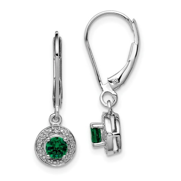 925 Sterling Silver Diamond and Lab Created Emerald Earrings Fine Jewelry For Women Gifts For Her
