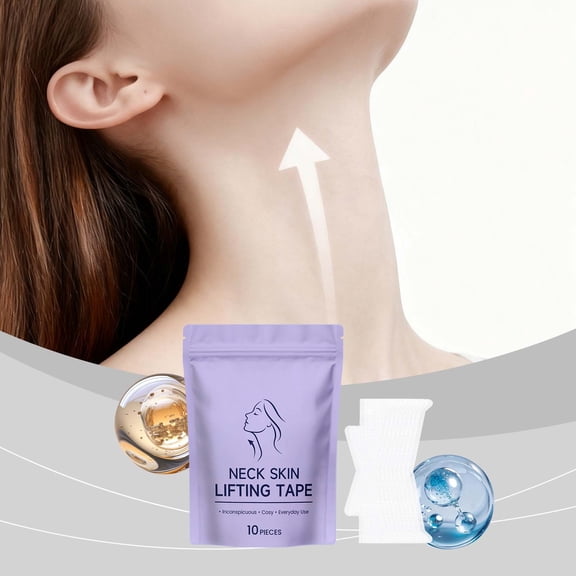 Neck Lifting Invisible Patches for Relaxation, Tightening & Firming, 10-Piece Pack, Transparent & Comfortable for All-Day Wear