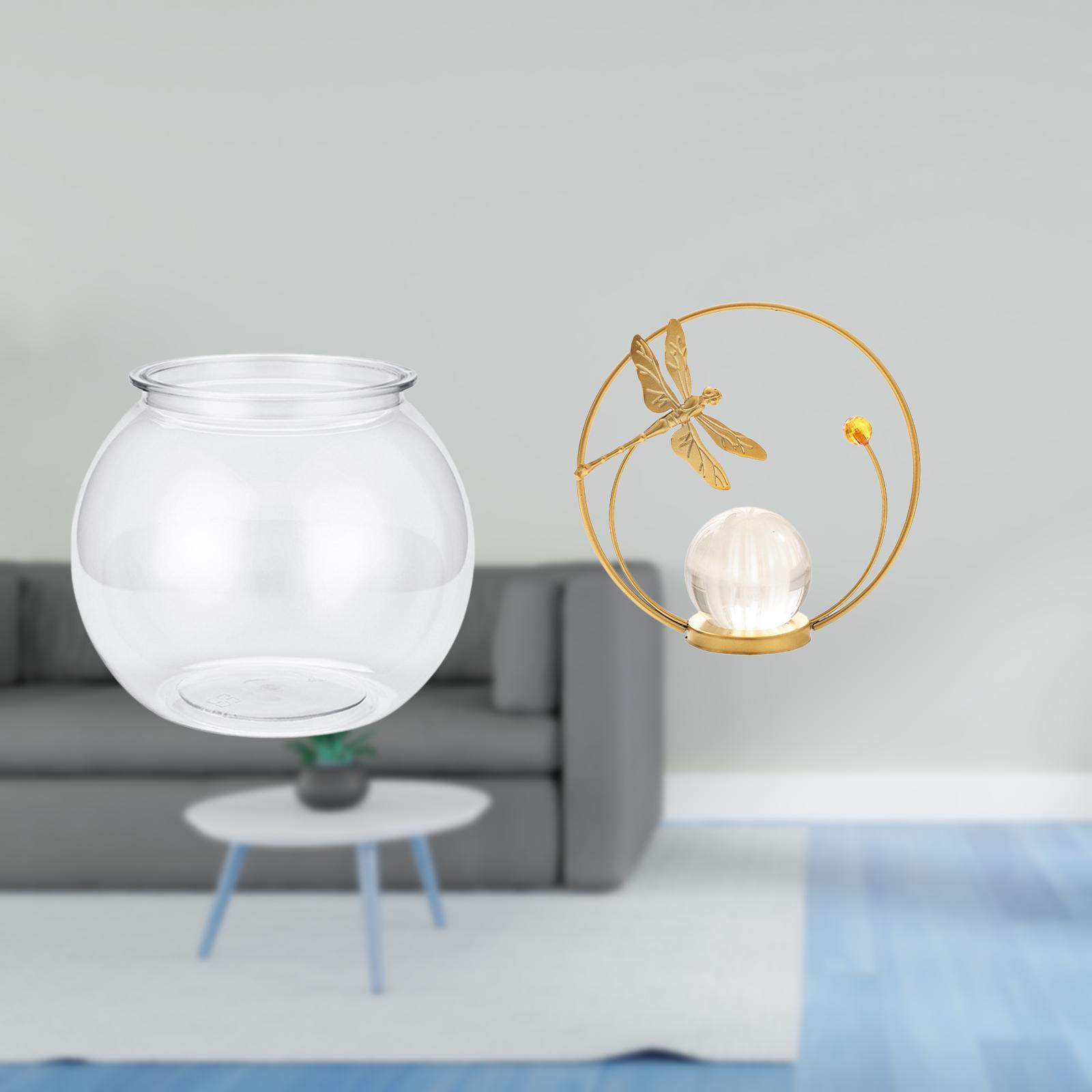 Fish Bowl Vase Crystal Ball Statue Desktop Aquarium Tank Artistic Design Ornament for Home Office Desk Bookshelf