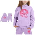 thumbnail image 4 of Kids Boys Girls Sweatsuit Set,2 Piece Long Sleeve Purple Pullover Hoodie and Jogger Sweatpants Warm Fall Winter Clothes Girls' Clothing Sets 7-8 Yeats Cute&nbsp;Boys Girls&nbsp;Clothing, 4 of 6
