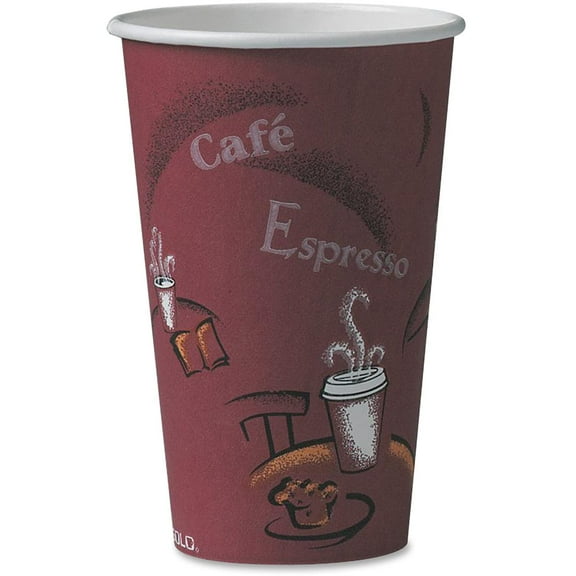 Cup Company 316SI Bistro Design Hot Drink Cups, Paper, 16oz, Maroon, 20 Packs of 50 (Case of 1000)