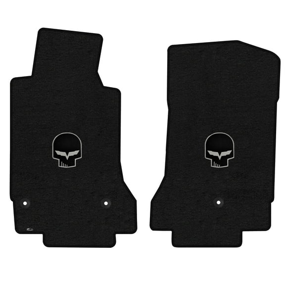 Lloyd Mats LogoMat Custom-Fit 2PC Carpet Floor Mats for 2005-2007 Chevrolet C6 Corvette, Charcoal