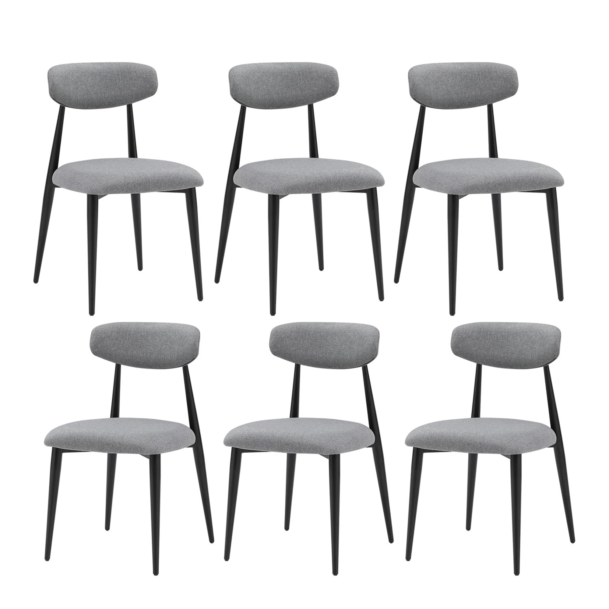 Kadyn Modern Dining Chairs Set of 6, Dining Room Chairs with Curved Backrest Round, Upholstered Kitchen Chairs for Living Room, Gray