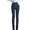 thumbnail image 1 of Gibobby Pantalones de invierno mujer Pantalones de mezclilla de felpa para mujer Otoño Invierno nueva ropa pantalones de mujer(Azul XL), 1 of 5