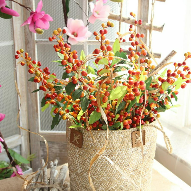 1pcs Artificial White Berries Stems Christmas Berry Branches For