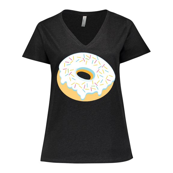 Inktastic White Donut with Sprinkles Women's Plus Size V-Neck T-Shirt