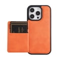 thumbnail image 6 of Case Compatible with iPhone 16, PU Leather Card Slots Kickstand Phone Cover, Classic Ultra Slim Lightweight Drop Protective Shokcproof Durable Thin Case for iPhone 16, Orange, 6 of 6