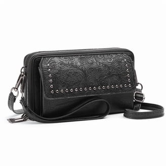 XB Women Leather Crossbody Wallet Cell Phone Purse Checkered