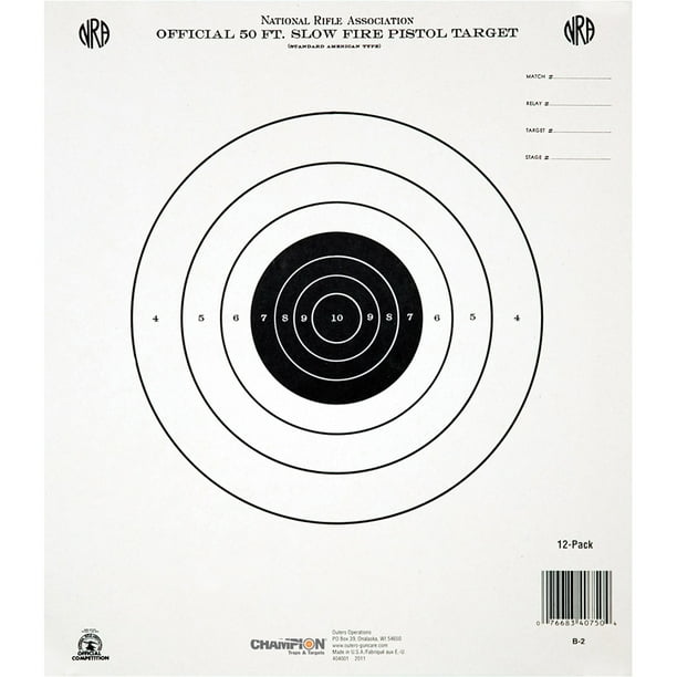 Champion Traps And Targets Gb2 Nra Target 50 Feet Pistol Slow Fire 12pk Walmart Com