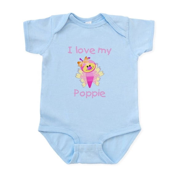 CafePress - I Love My Poppie (Girl Bfly) Infant Bodysuit - Baby Light Bodysuit, Size Newborn - 24 Months