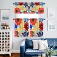 thumbnail image 2 of Vitality Flowers Kitchen Curtains Valances and Tiers Set of 3 Vintage Red Yellow Blue Floral Nature Tier Curtains and Valance with Rod Pocket for Small Windows, 27.5"x24", 2 of 9
