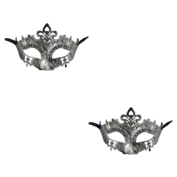 Qarigey Accesorios de media cara Retro Prom Masquerade Bola veneciana Fiesta Rendimiento Danza Decoración Halloween plata antigua plata antigua 2piezas Qarigey CBP373012
