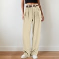 thumbnail image 4 of vigerkar Women's Casual High Waisted Loose Denim Wide Leg Retro Trousers (Beige, L), 4 of 4