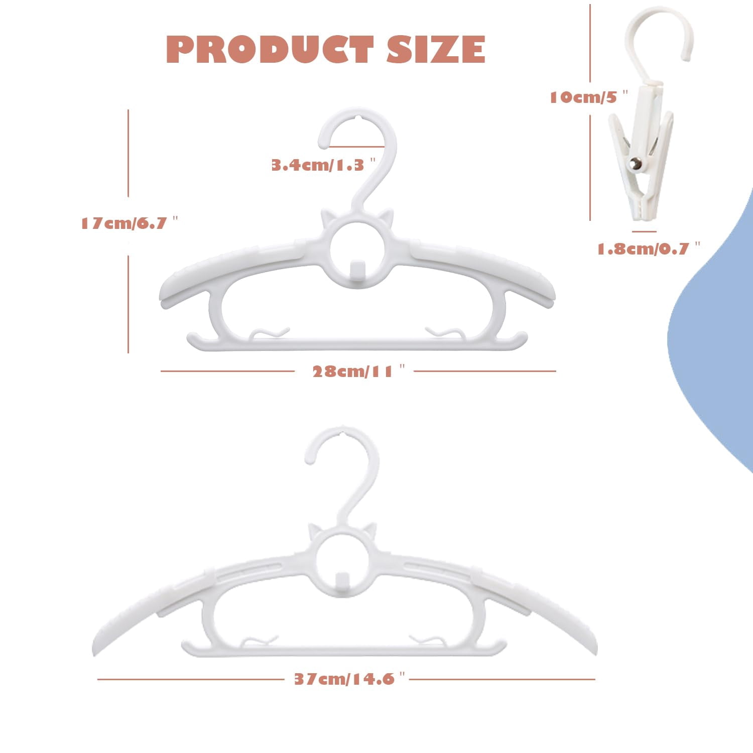 White 30 Pieces Adjustable Closet Hangers