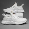 thumbnail image 3 of Men's & Unisex Slip-On Sneakers - Breathable Lightweight Sneaker Shoes with Cushioned Sole, Low-Top Striped Athletic Footwear Suitable for Running, Gym, Casual Wear - Spring Summer Fall On/Off Sneake, 3 of 9