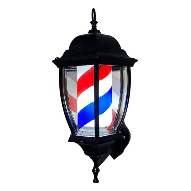 Poste de barbero, iluminación giratoria, impermeable, clásico, montaje en pared, rayas rojas, peluquería, letreros abiertos, letreros de , peluque
