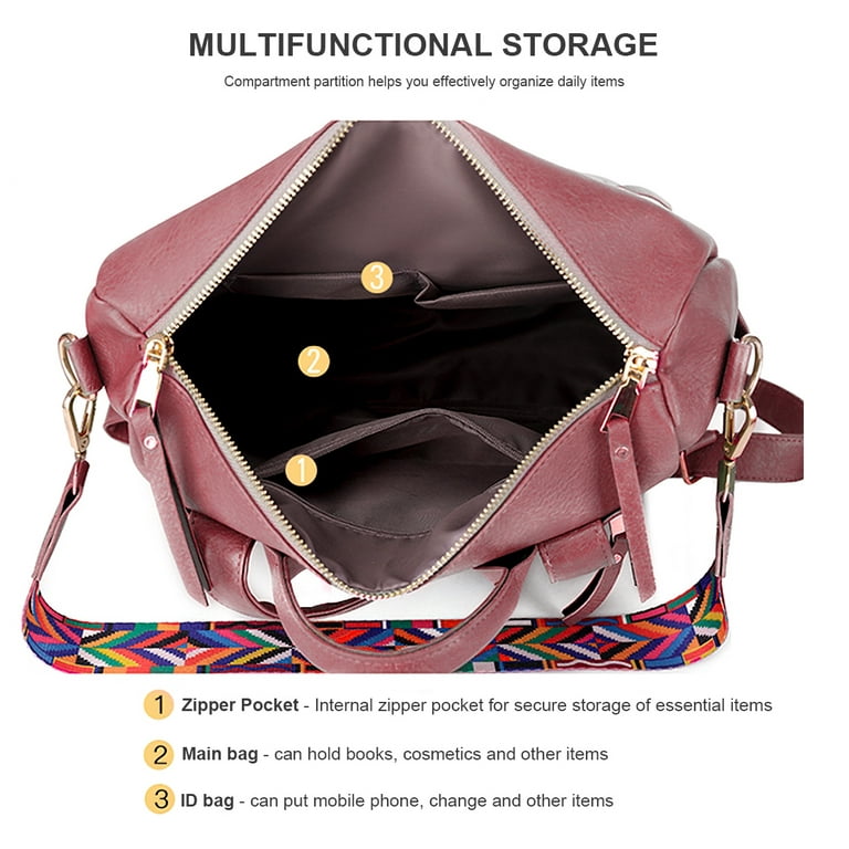 YOMYM Women Backpack Purse Fashion Travel Bag Multipurpose Designer Handbag  Ladies Satchel PU Leather Shoulder Bags,Red