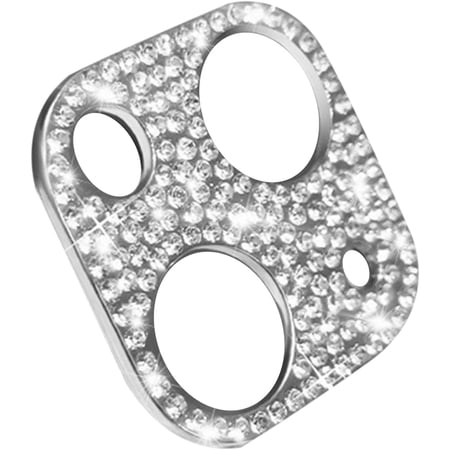 Phone Lens Film Attractive Decorative Compatible with iPhone 14 13 Pro Plus Pro Max Mini Bling Rhinestone Mobile Phone Camera Lens Glass Silver for iPhone14/14 Plus