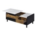 thumbnail image 4 of Lift-Top Coffee Table with Hidden Compartment and Drawer - White & Walnut, 4 of 5