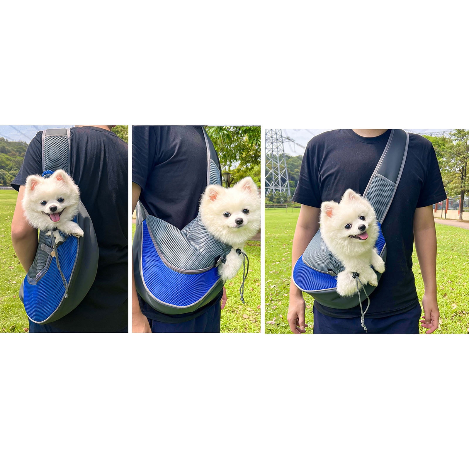 Pet Dog Sling Carrier 0-5 lbs, Pet Backpack, Drawstring Dog Papoose with Adjustable Strap, Breathable Mesh Bag for Puppy Cat, Crossbody Satchel Dog Purse for Outdoor Travel Walking