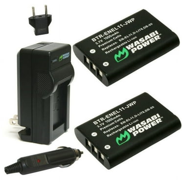 Wasabi Power Battery (2-Pack) and Charger for Sanyo DB-L70, DB-L70AU