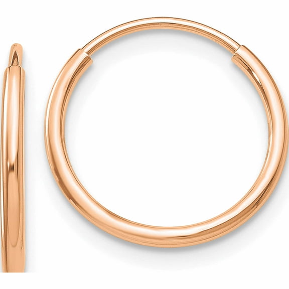 10K Rose Gold Polished Endless Tube Hoop Earrings (15 X 15) Made In Peru 10t963r