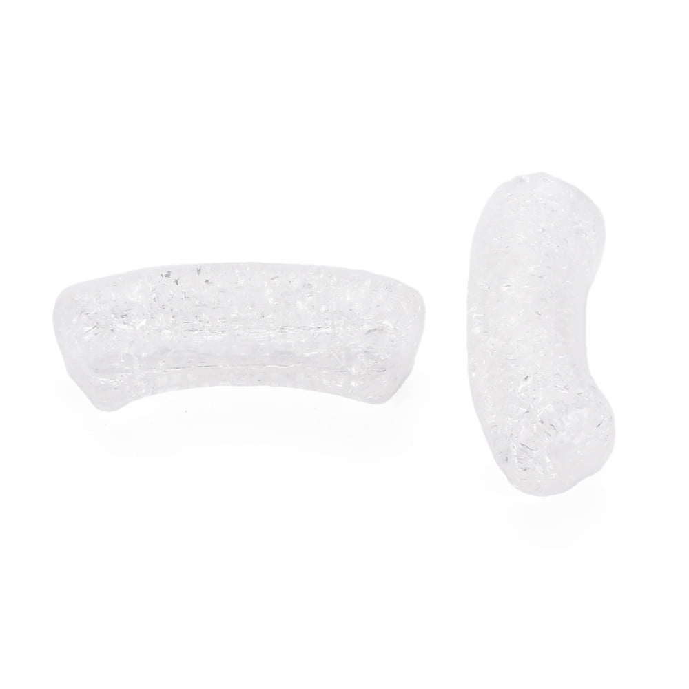 Transparent Crackle Acrylic Beads Curved Tube White 35x11.5x13.5mm Hole: 3.5mm about 148pcs/500g