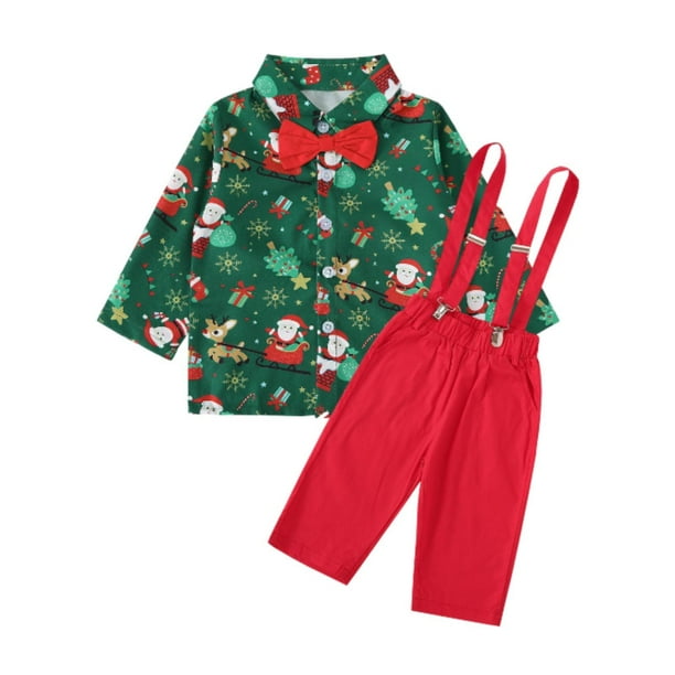 Trajes navideños con pajarita Trajes de caballero para niños Festivales navideños infantiles Clip de manga larga S