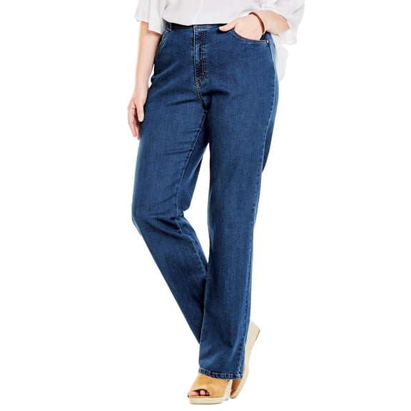 Woman Within Plus Size Stretch Denim Wide-Leg Five-Pocket Jeans