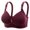 Wine, variant on Women's Large Size Without Steel Ring for Comfortable and Breathable Gathering Women's Underwear Without Thin Cup Glossy Text Bra Women Bras 46