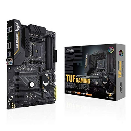ASUS TUF Gaming B450-PLUS II AMD AM4 (Ryzen 5000, 3rd Gen Ryzen ATX Gaming Motherboard (DDR4 4400(O.C.), HDMI 2.0b, USB 3.2 Gen 2 Type-C, BIOS Flashback, 256Mb BIOS Flash ROM, AI Noise Cancelling Mic