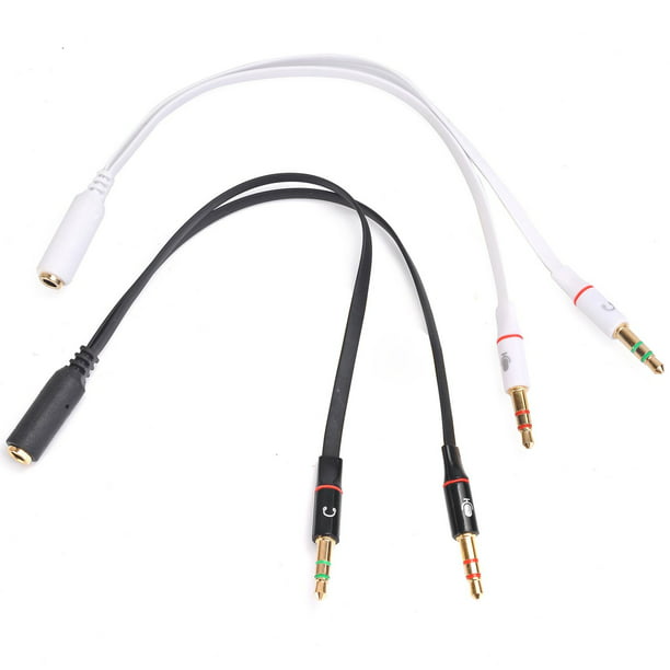 LIQUN 3.5mm Female to 2 Male Gold Plated Headphone Mic Audio Y Splitter Flat Cable, for PC