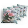 thumbnail image 5 of Ambesonne Floral Throw Pillow Cover 4 Pack, Vintage Rose Romance, 18", Pink Grey, 5 of 7