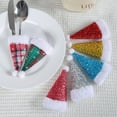 thumbnail image 5 of XKHAZA Christmas Mini Santa Hats Silverware Holders, Wine Bottles Cover, Handmade Xmas Party Dinner Table Dinnerware Decorations Supplies Flatware Decor, 5 of 7