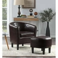 thumbnail image 2 of Pemberly Row Contemporary Faux Leather Accent Chair with Ottoman in Espresso, 2 of 10