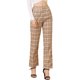 thumbnail image 1 of Pantalones a cuadros casuales Allegra K para mujer con bolsillos pierna recta color Marrón caqui claro XL, 1 of 6