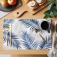 thumbnail image 2 of Navy Palm Leaves Placemats Set of 6 Summer Tropical Botanical Leaf Gray Place Mats Indoor Wipeable Table Mats Washable Cloth Dining Table Placemats for Kitchen Holiday Party Home Decor 13x19 Inch, 2 of 9