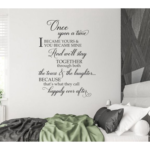 Happily Ever After Wall Decals Vinyl Lettering Stickers Bedroom Decor Love Quotes 23x31-Inch Black