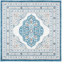 SAFAVIEH Liberty Pemala Oriental Polyester Area Rug, Dark Blue/Ivory, 6'7" x 6'7" Square