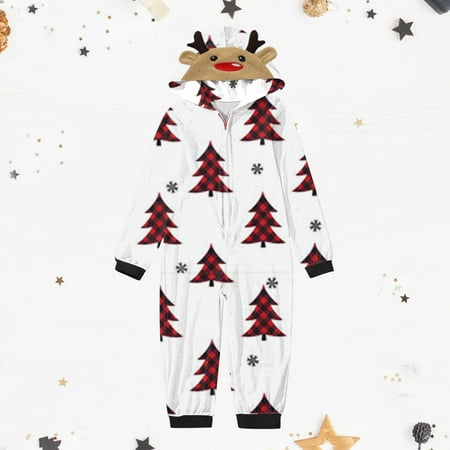 

Time and Tru Christmas decorations Stocking stuffers White Parent-child Warm Halloween Set Printed Home Wear Hoodid Pajamas Kids