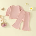 thumbnail image 3 of Fsqjgq Baby Girl Clothes Toddler Girls Fall Winter Bell-Bottoms Outfits Long Puff Sleeve Sweatshirt Tops and Flare Pants 2pcs Clothing Sets 0-6 Months, 3 of 9