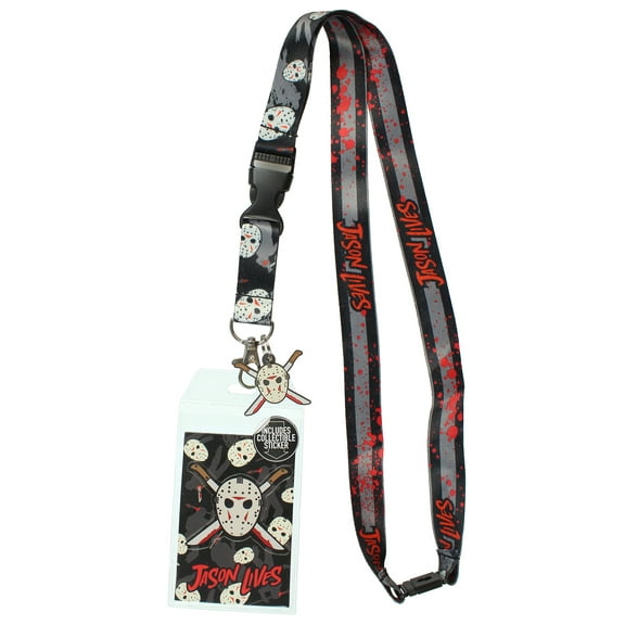 Friday The 13th Jason Lives ID Lanyard Badge Holder With 1.5" Rubber Pendant