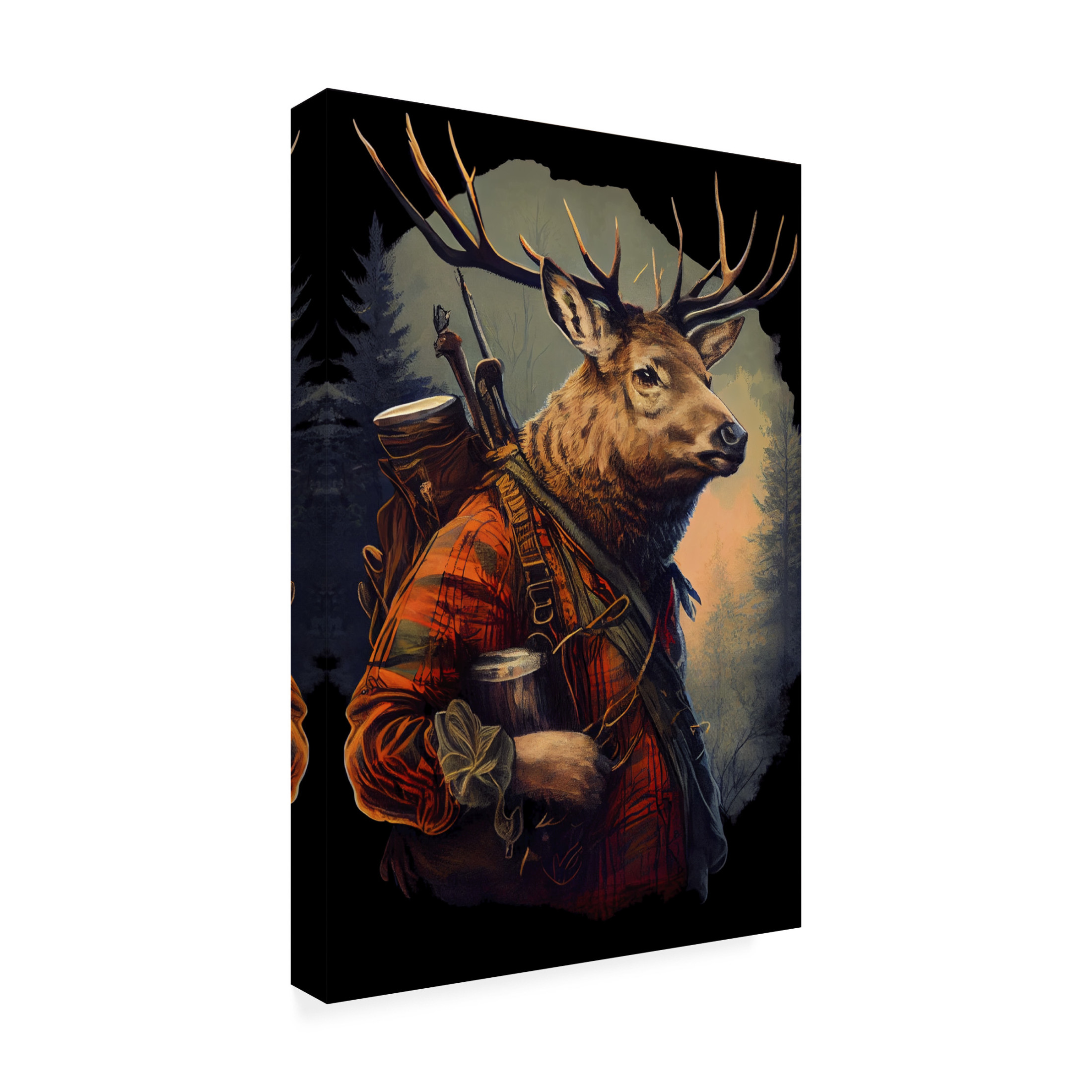 Canvas Wall Art - Sasha 'Deer Hunting II' Wall Art for Living Room, Bedroom, or Office Décor by Trademark Fine Art - 22 x 32 Inches