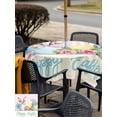 thumbnail image 4 of Easter Outdoor Tablecloth - 60x60 Inch Square Dining Table Cover, Spring Watercolor Bunny Eggs Flowers Pink Plaid Waterproof Outdoor Table Cloth with Umbrella Hole & Zipper for Picnic/Patio/Party, 4 of 7