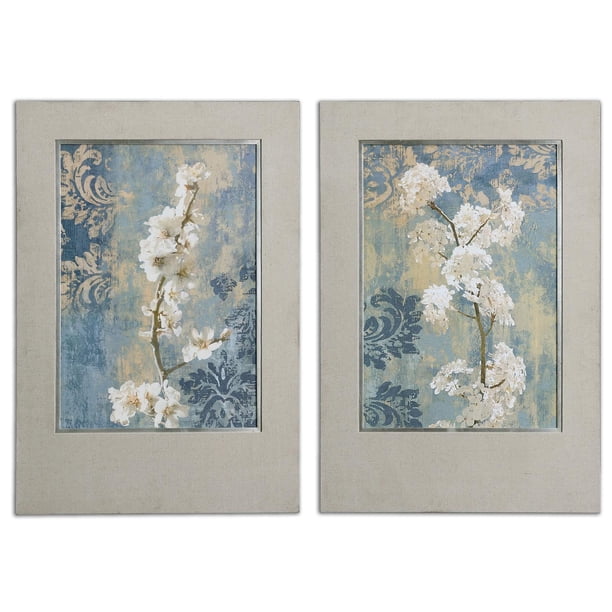 Set of 2 White Flower Blossoms Framed Print Wall Art 39" - Walmart.com